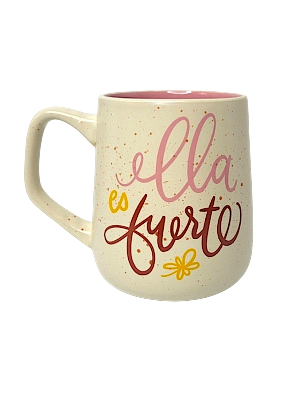 Fig & Fern 'Ella es Fuerte' Cream Ceramic Mug with Pink Interior